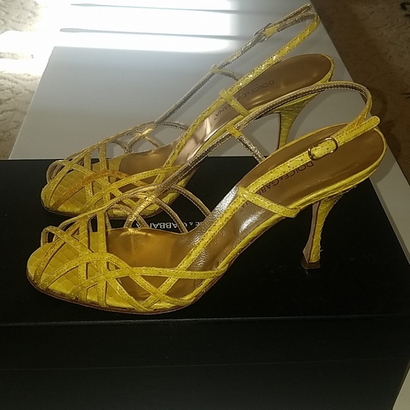 Dolce & Gabbana Shoes - Dolce and Gabbana yellow whip snake sandal heels